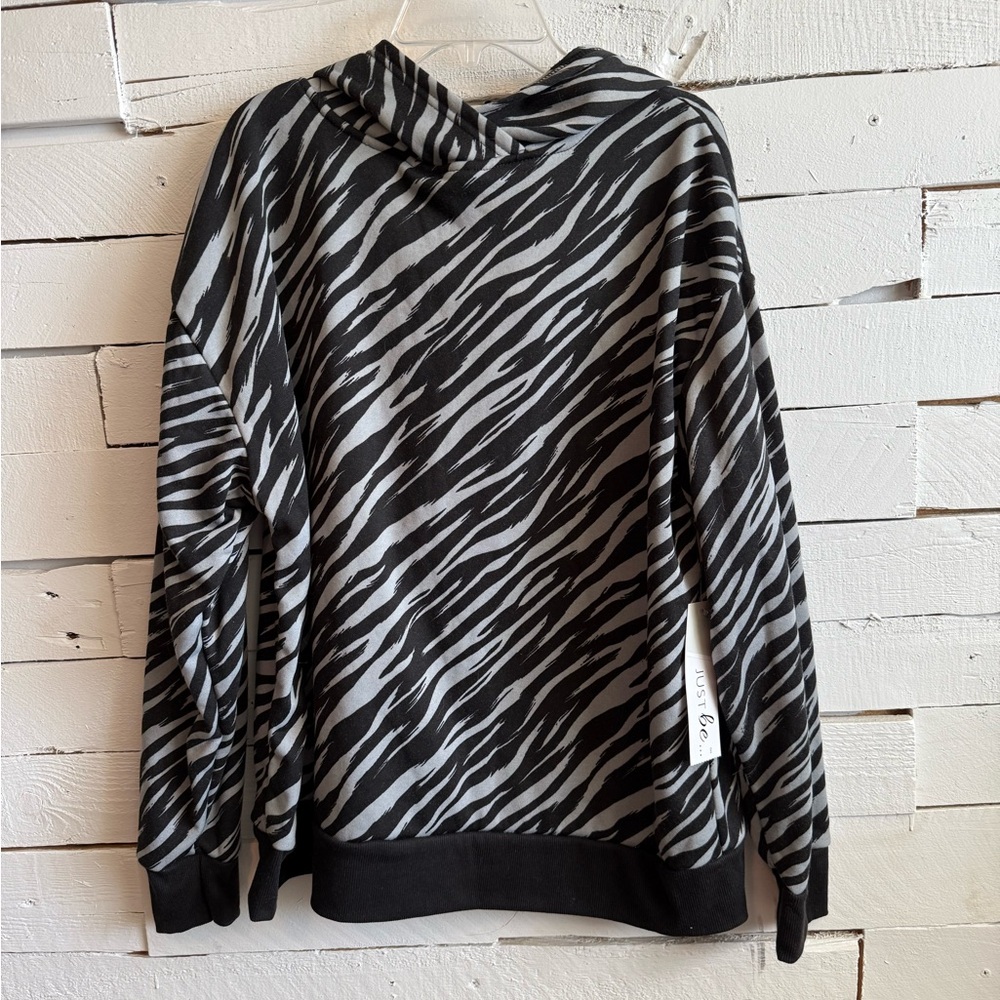 Just Be Black and Gray Zebra Print Top